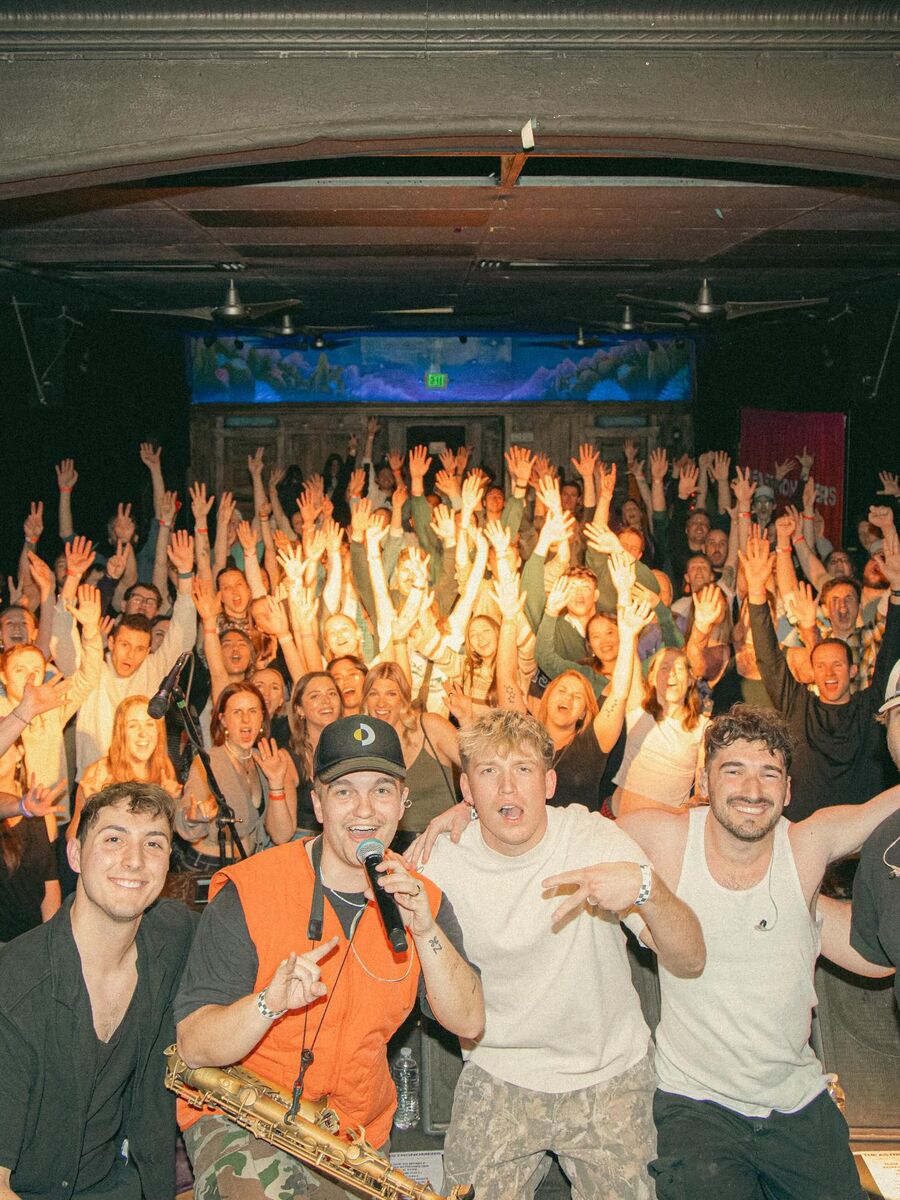Jude with The Astronomers and the crowd