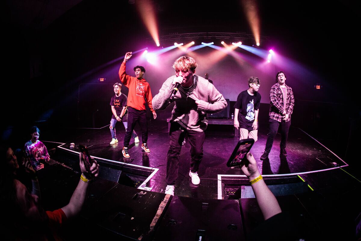 On stage with friends