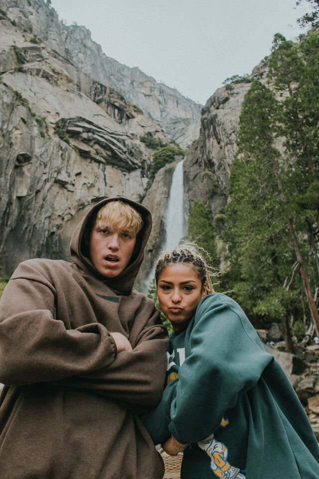 Jude Barclay outdoors by a waterfall